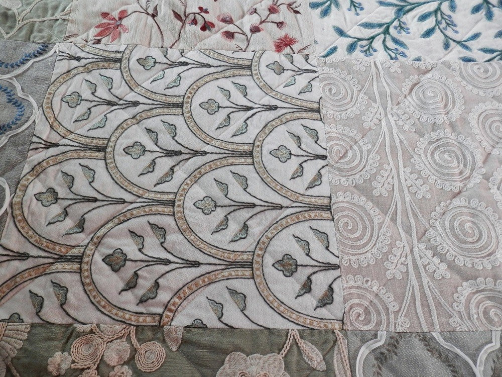 EMBROIDERED MUTED COLORS Designer King/Queen Bed Quilt - Image 3