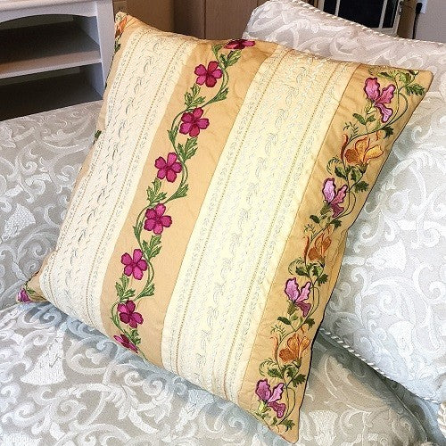 FLORAL STRIPE Embroidered Pillow Cover - Image 3