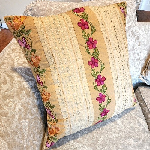 FLORAL STRIPE Embroidered Pillow Cover - Image 7