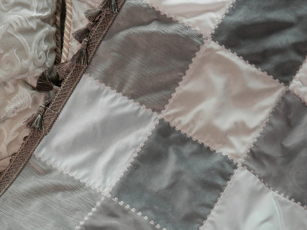 GRAY VELVET Home Decorator Throw with Tassel Trim - Image 2