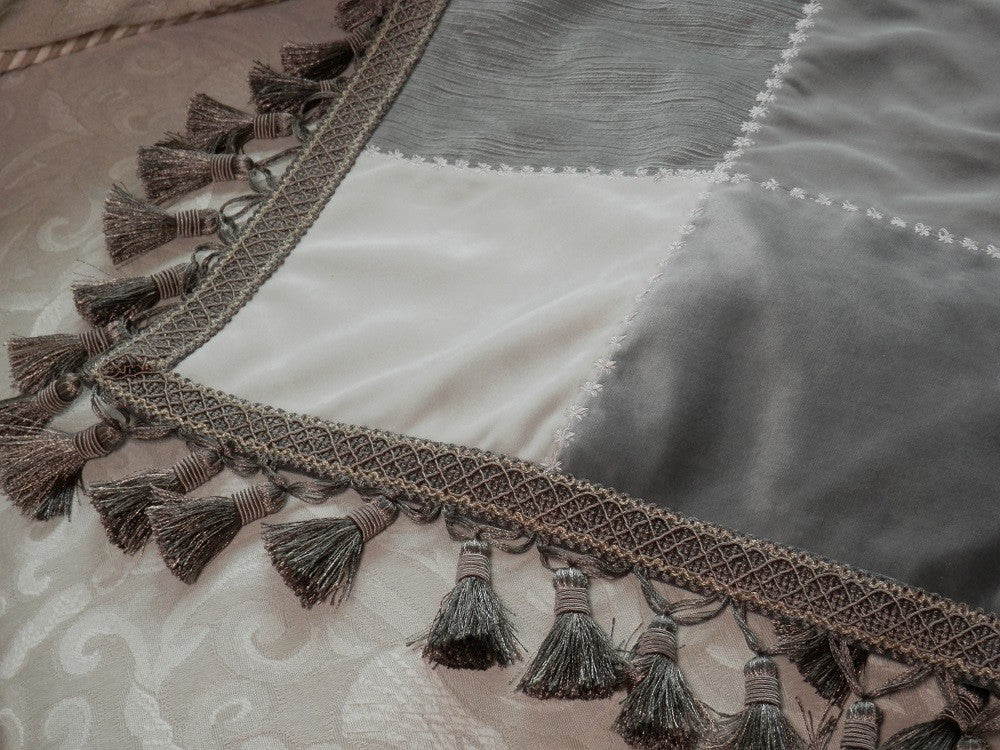 GRAY VELVET Home Decorator Throw with Tassel Trim - Image 3