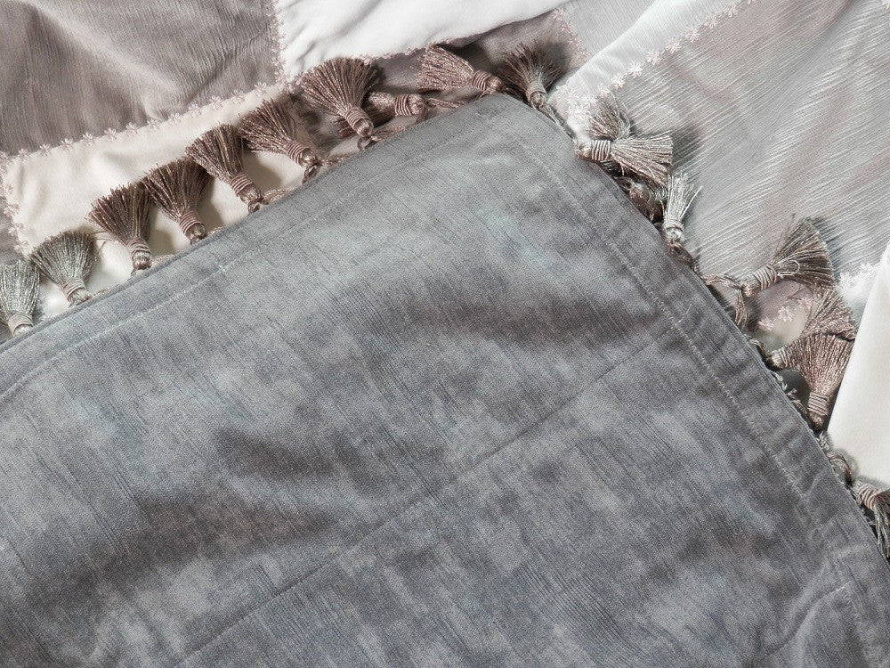 GRAY VELVET Home Decorator Throw with Tassel Trim - Image 8