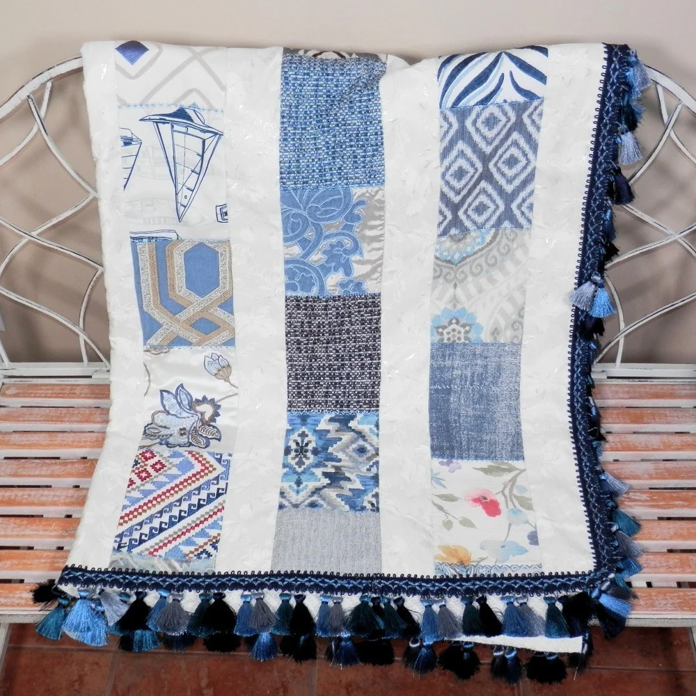 SAMPLES OF BLUE Home Decorator Throw with Tassel Trim - Image 3